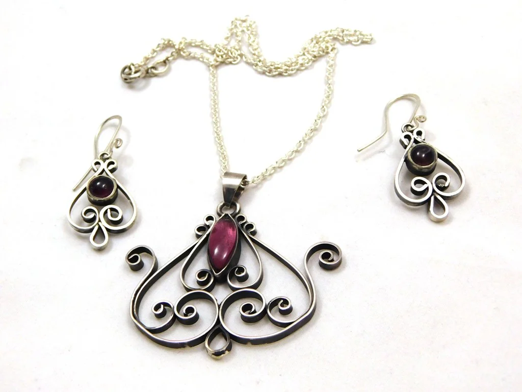 Tulip 1-Set Antique Silver Purple Tulips