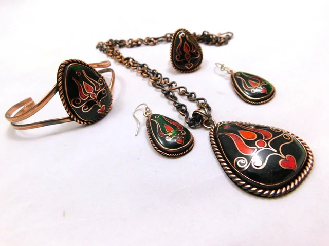 Lalelee Regale-Set mare din cupru si email de foc - imagine 4